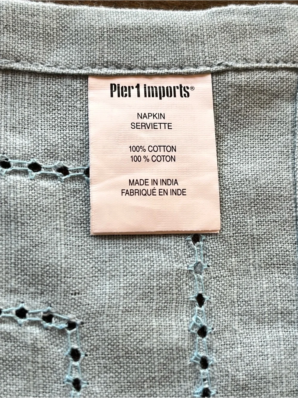 Pier 1 Ivory Hemstitched Cotton-Linen Set of 4 Napkins NWT